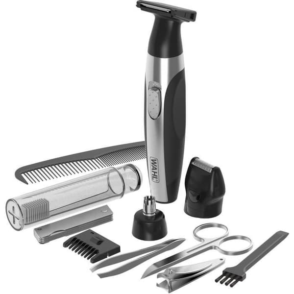 WAHL 05604-616 - Deluxe resesats - Precisionstrimmer litiumjonbatteri och toalettpåse - Roterande huvud - Kam