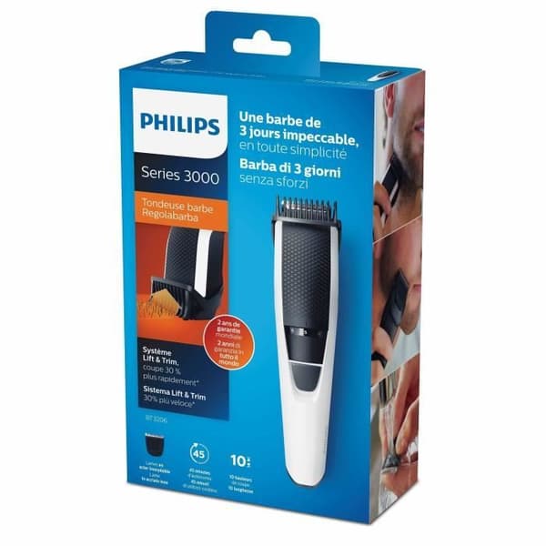 PHILIPS BT3206 / 14 hår- och skäggtrimmer - 3000-serien - 10 klipphöjder - vit