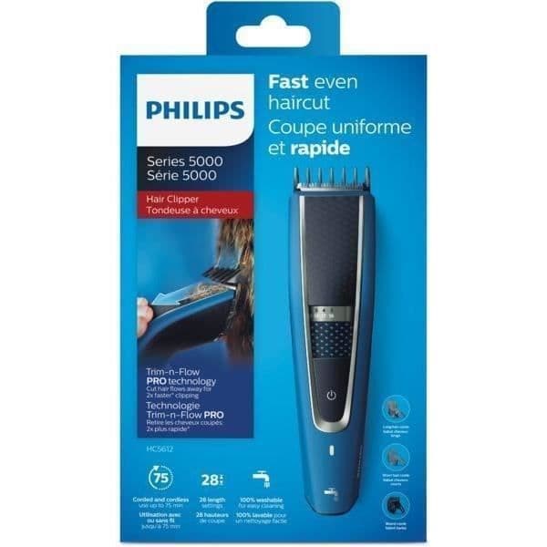 PHILIPS hår- och skäggtrimmer serie 5000 HC5612/15, 3 kammar (2 hår + 1 skägg), DualCut-teknik