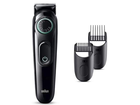 Braun BeardTrimmer 3 BT3411, Vaskbar, Batteri, Sort, Grønn