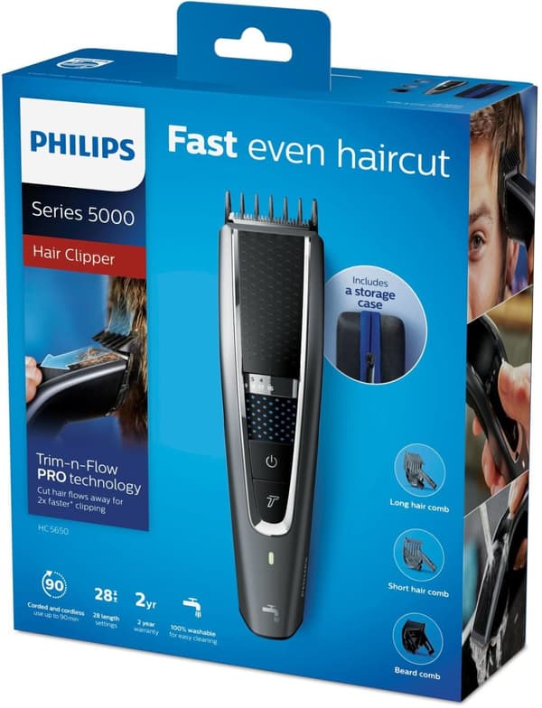 Philips 5000-serien Trim-n-Flow PRO-teknologi, vaskbar hårklipper