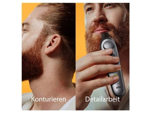 Braun BeardTrimmer 7 BT7420, Vaskbar, Batteri, Sølv