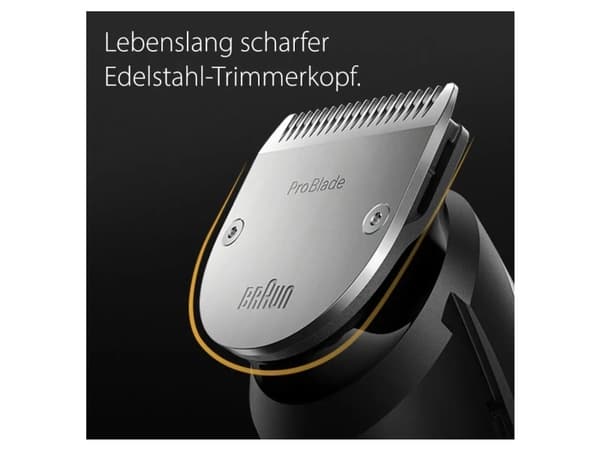 Braun BeardTrimmer 7 BT7420, Vaskbar, Batteri, Sølv