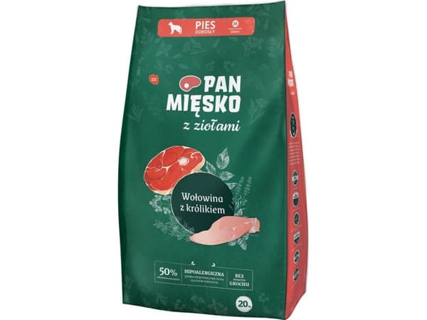 Pan Mięsko Z Ziołami Wołowina z królikiem (dorosły) chrupki M 20kg