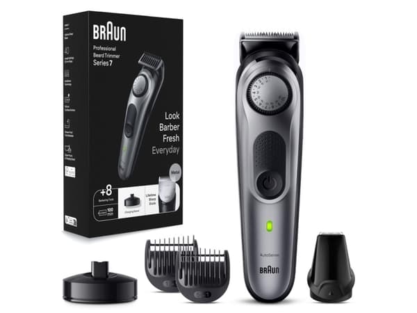 Braun BeardTrimmer 7 BT7420, Tvättbar, Batteri, Silver Silver