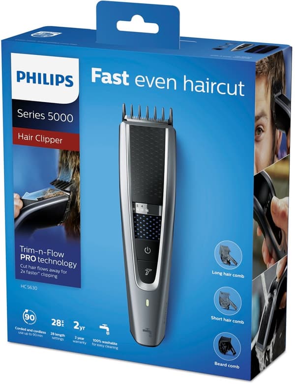Philips 5000 series HC5630/15 hårtrimmer/klippare Svart, Silver