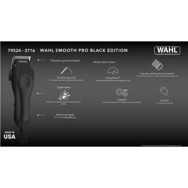 Profesjonell hårklipper Smooth PRO BLACK EDITION