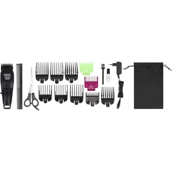 Hår- och skäggtrimmer - WAHL - Home Pro 300 Sladdlös Clipper - 10 W - 120 min - 11 kammar - Svart