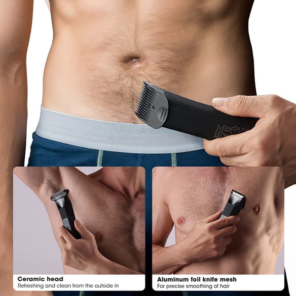 INF 2-i-1 kroppspleier for menn med trimmer og barbermaskin 0