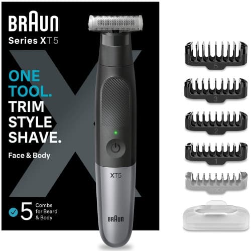 Hybridtrimmer Face&Body XT5100 5-kammar Svart, Grå