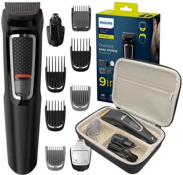 PHILIPS MG 3740/15 hårhyvel + Svart rakhyvelfodral