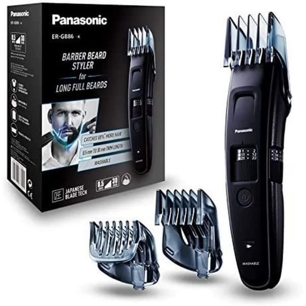 Panasonic ER-GB86-K503 | Långskäggstrimmer, 58 inställningar, 3 tillbehör, autonomi 50 min, laddning 1 timme, Wet & Dry Black