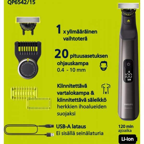 Philips OneBlade Pro 360 Face & Body QP6552/15 skæg- og kropstrimmer