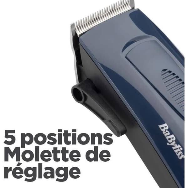 Hårklippare - BaByliss - E695E - Rostfria blad - 8 klippguider - från 1 till 25 mm