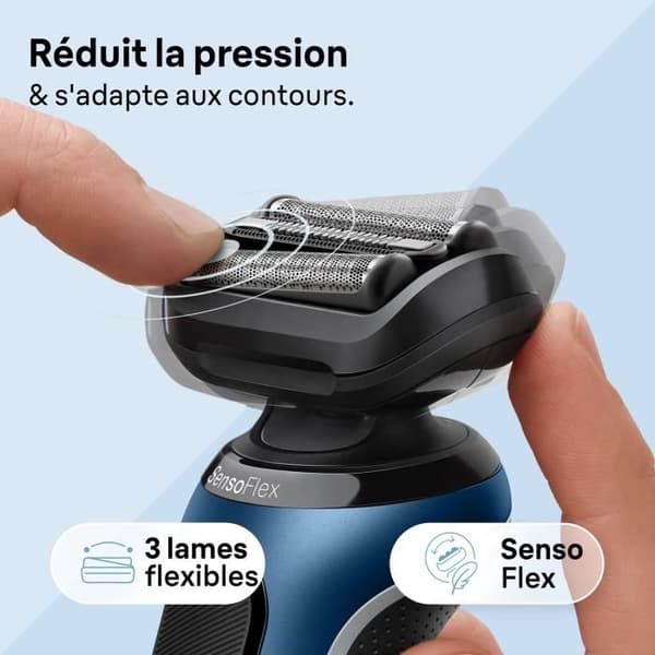 Elektrisk rakapparat - BRAUN - Series 6 61-B1200s - 50 min driftstid - Vattentät - Svart/Blå