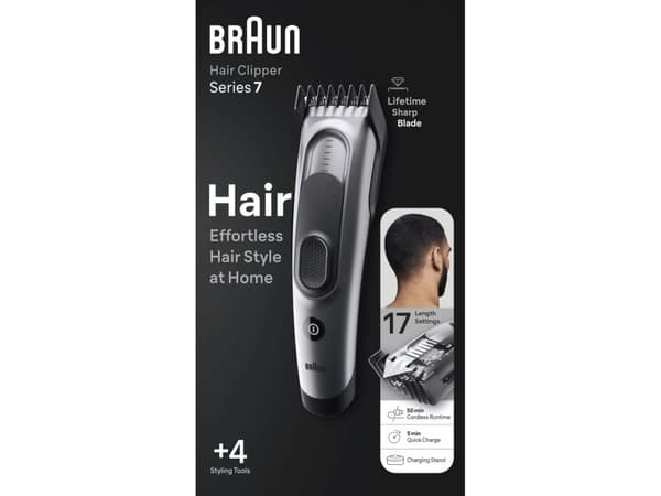 Braun HC7390, Sort, Grå, 3 mm, 3,5 cm, Hode, 5 år, Batteri