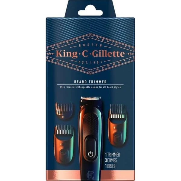 Skäggtrimmer - KING C GILLETTE - Modell med 3 kammar - Autonomi 50 min - Metallblad
