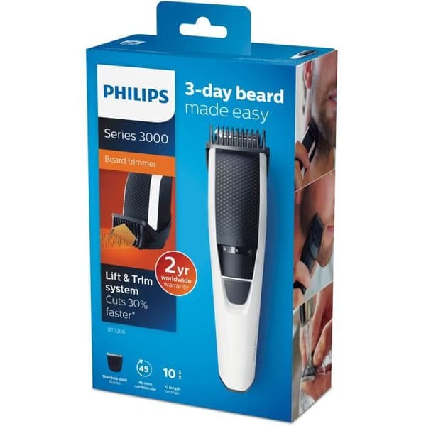 Philips BEARDTRIMMER Series 3000 BT3206-14 skäggtrimmer - Dynamisk skärguide - 45 min batteritid