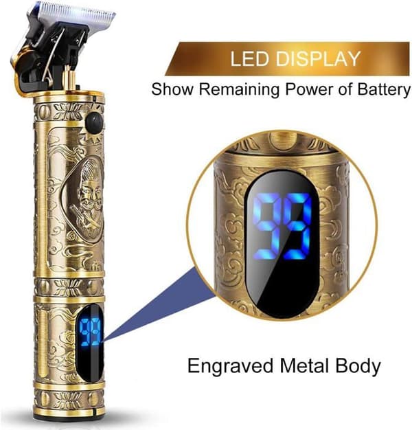 Skäggtrimmer - Brostyle - Professionell - Uppladdningsbar - LED-display - T-blad