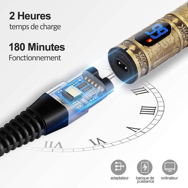 Hårlösare - Brostyle - Professionell - LED-skärm - Trådlös - Autonomi 180 min