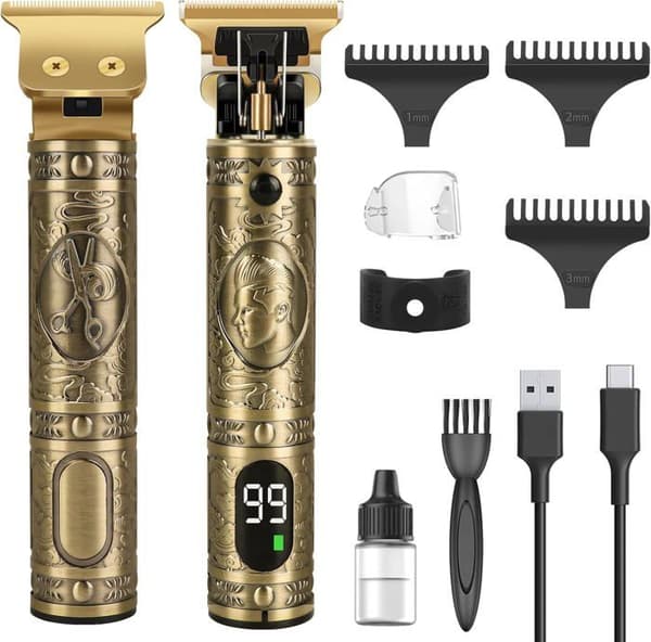 Hårklippare - Professionell - Uppladdningsbar 1200mAh - LED-skärm - Vattentålig - Guld