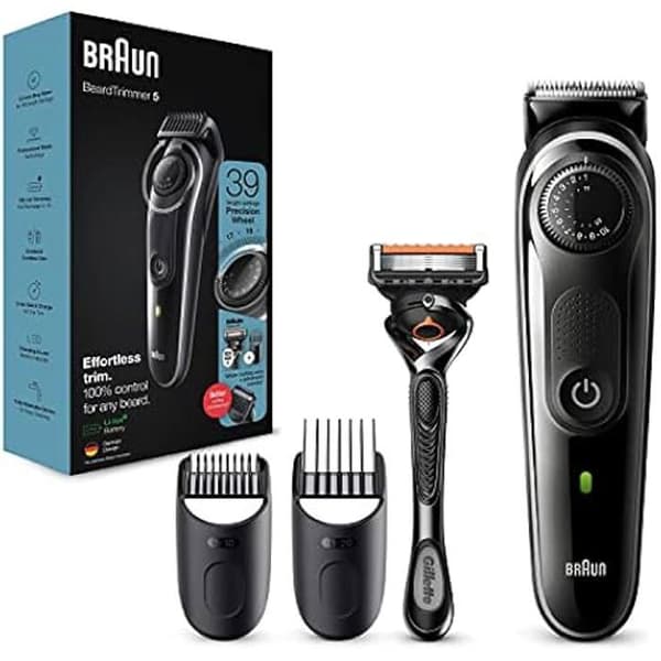 Skäggtrimmer - BRAUN - Modell 5 - 39 Längdinställningar - Stålblad - Autonomi 100 min Svart