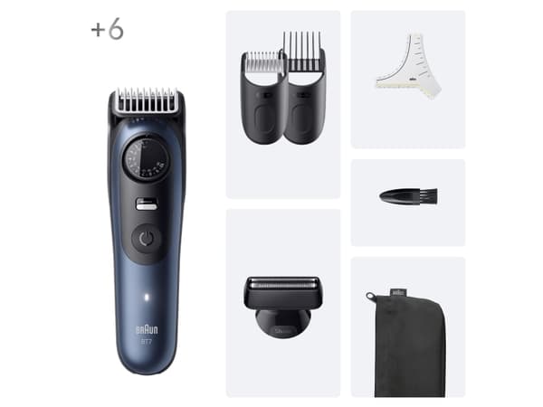 Braun BeardTrimmer 7 BT7520, Tvättbar, Batteri, Svart, Blå