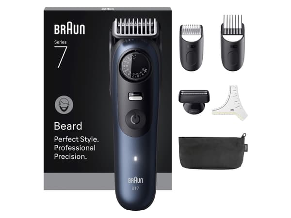 Braun BeardTrimmer 7 BT7520, Tvättbar, Batteri, Svart, Blå Svart, Blå
