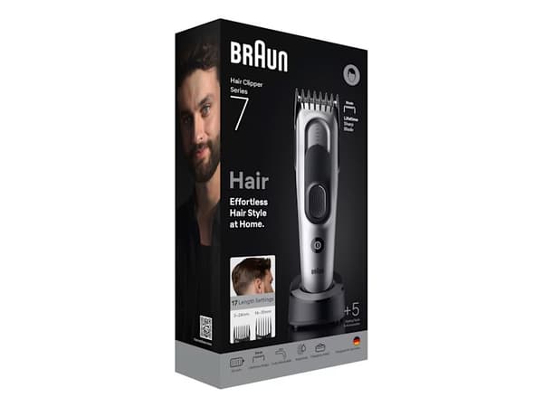 Braun HC7590, Black, Silver, 3 mm, 3.5 cm, 50 min, Built-in battery, 1 h