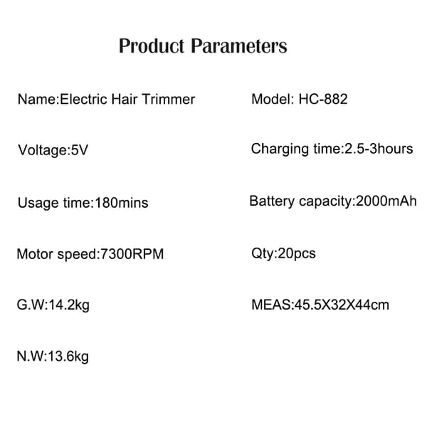 INF Professionel elektrisk hårtrimmer HC-882