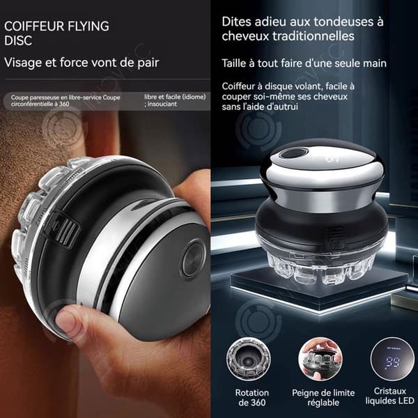 INN UFO rund elektrisk hårklippare för män Uppladdningsbart stål med hög precision skallig rakning Roterande huvuden rakhyvlar