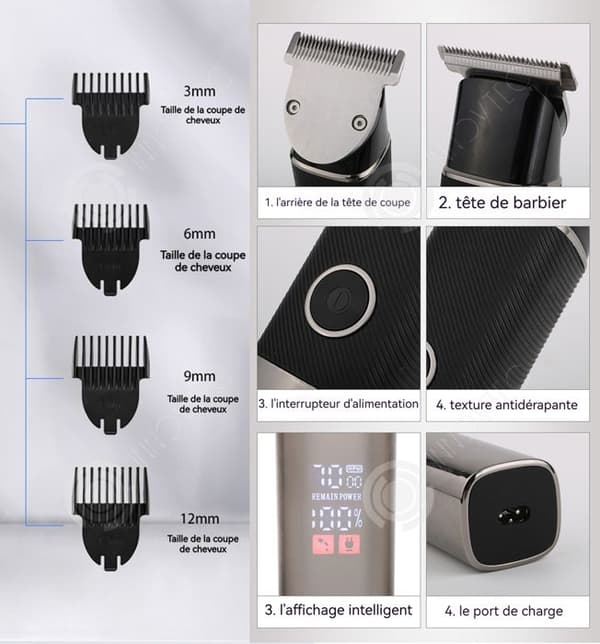 INN Hair Clipper Professional Barber Kit Skägg- och hårtrimmer för män med display 5-i-1 vattentät skäggtrimmersats
