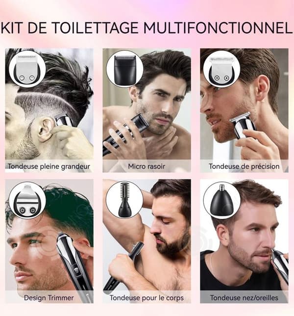 INN hårtrimmer 12-i-1 multifunktionssats Professionellt kit i rostfritt stål lätt för ansikte och män Gift Ki