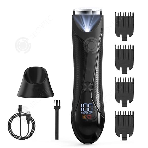 INN Kroppstrimmer 600mah IPX5 vattentät LED-skärm 4 gränskammar och laddningsbar bastrimmer med belysning och rengöringsborste