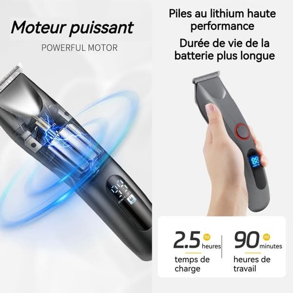 INN Hårklippare män professionell skägg- och hårtrimmer sladdlös skäggtrimmer för män med LED-skärm hårklippare