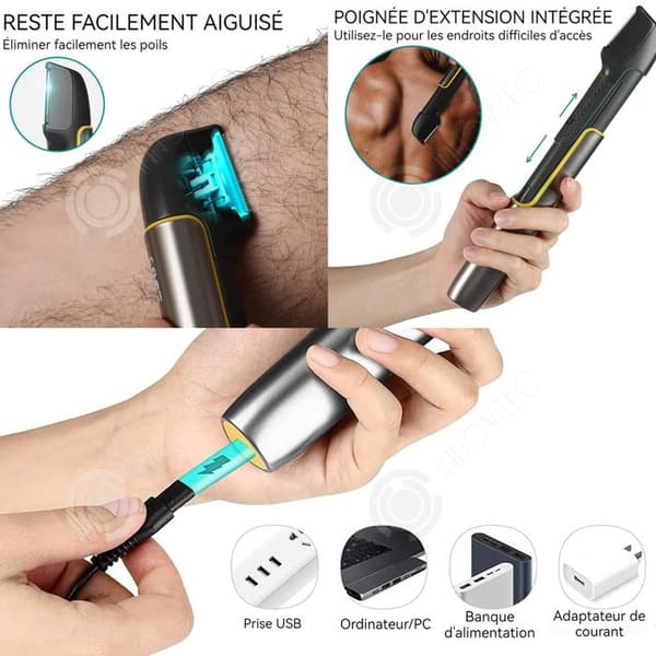 INN Kroppstrimmer 600 mah USB Laddningslängd Justering Skärhuvud R Trimmer med 5 gränskammar och rengöringsborste