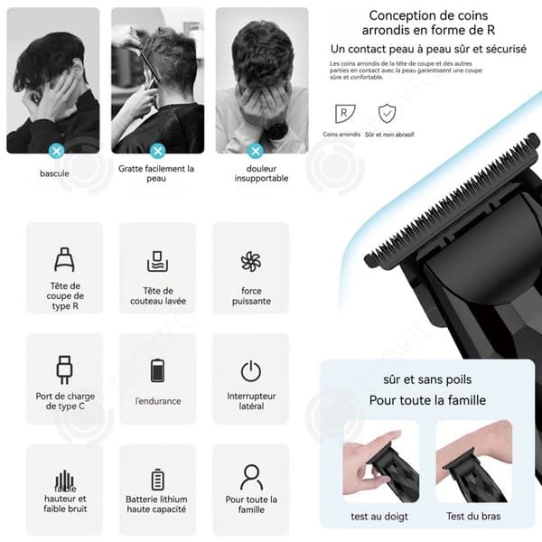 INN Professionell elektrisk hårklippare med digital display hårklippare set med 6 uppladdningsbara tillbehör