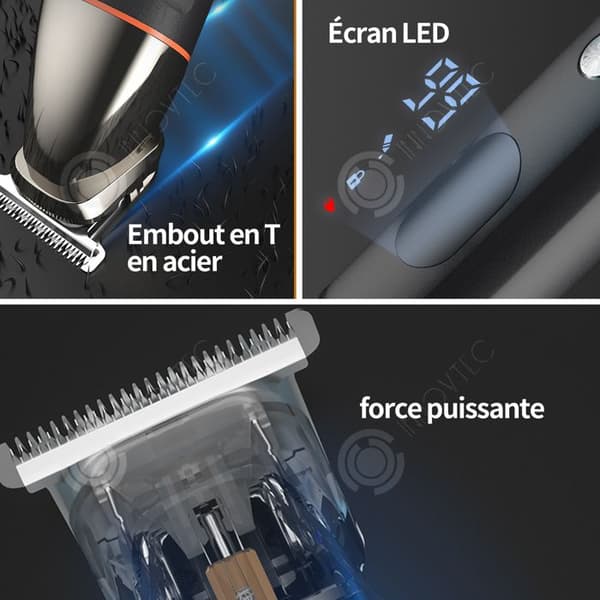 INN Hair Clipper 5 i 1 multifunktions hårklippare Professionell sladdlös uppladdningsbar trimmer med 5 kammar LED-skärm