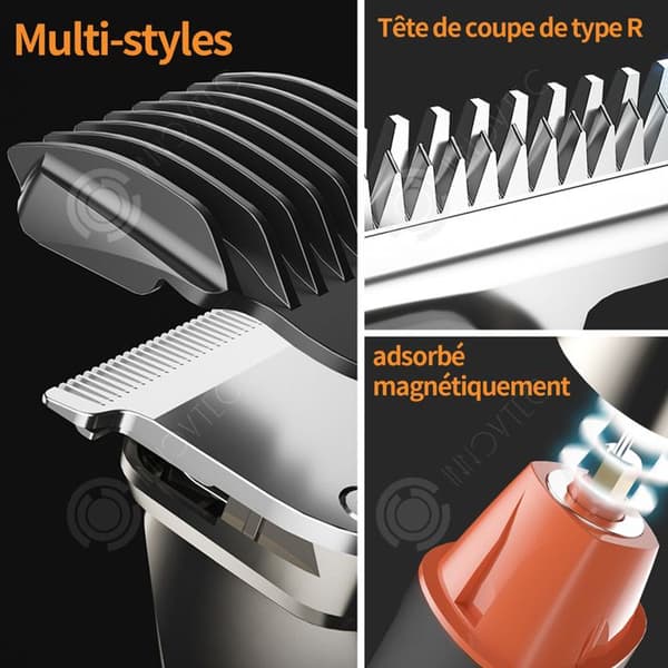 INN Hair Clipper 5 i 1 multifunktions hårklippare Professionell sladdlös uppladdningsbar trimmer med 5 kammar LED-skärm