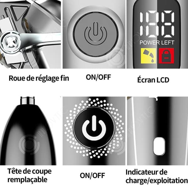 INN USB-hårtrimmer 2000mAh 36-45db LCD digital display Smart elektrisk näs- och huvudhårtrimmer Hu