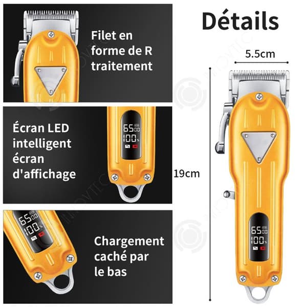 INN Hårklippare 10W USB 0,8-2mm 2500mAh Smart Hårklippare i alla metaller LCD Digital Display Hårklippare