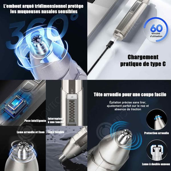 INN Nose Hair Trimmer USB Uppladdningsbar Professionell Nose Trimmer 3 i 1 Exakt skärning smärtfri multifunktion för män och kvinnor