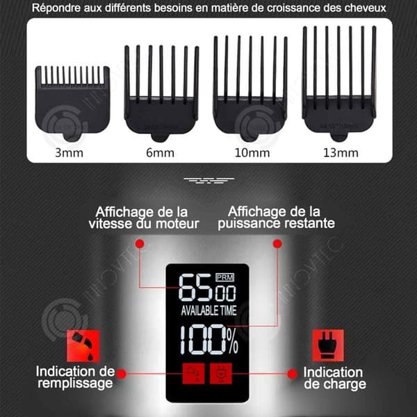 INN Hårklippare 110-240V 0,5-3mm All Metal Intelligent elektrisk Hårklippare LCD Digital Display Hårtrimmer