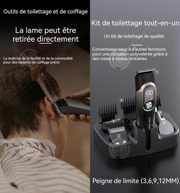 INN hår- och skäggtrimmer 5-i-1-kit med display och USB-laddning av typ C Professionell presentsats för män för män Uppladdningsbar