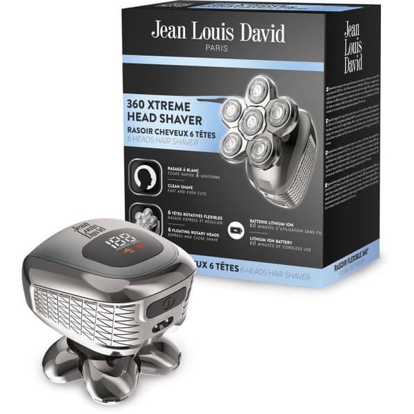 Hårrakhyvel - JEAN LOUIS DAVID - JLD 360 XTREME HEAD RAVER - 6 roterande huvuden - 60 min batteritid