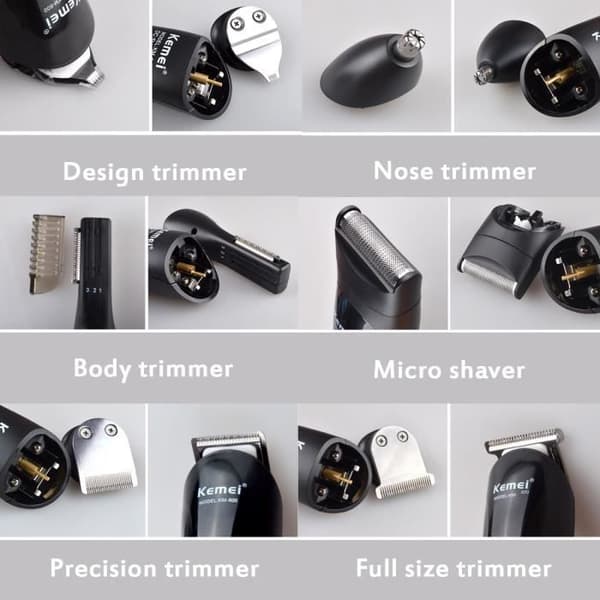 Hårtrimmer Beard Pro Razor Box med Organizer Herrpresent USB EU-kontakt - Svart - 6 tillbehör ingår