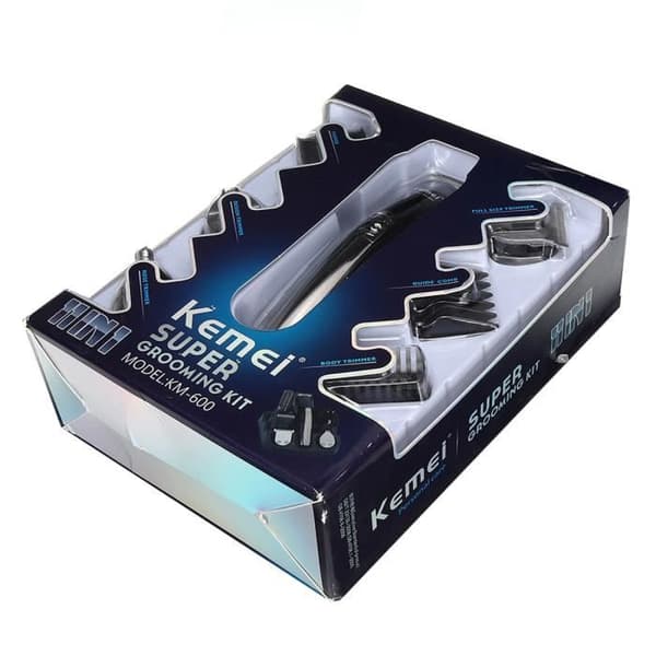Hårtrimmer Beard Pro Razor Box med Organizer Herrpresent USB EU-kontakt - Svart - 6 tillbehör ingår