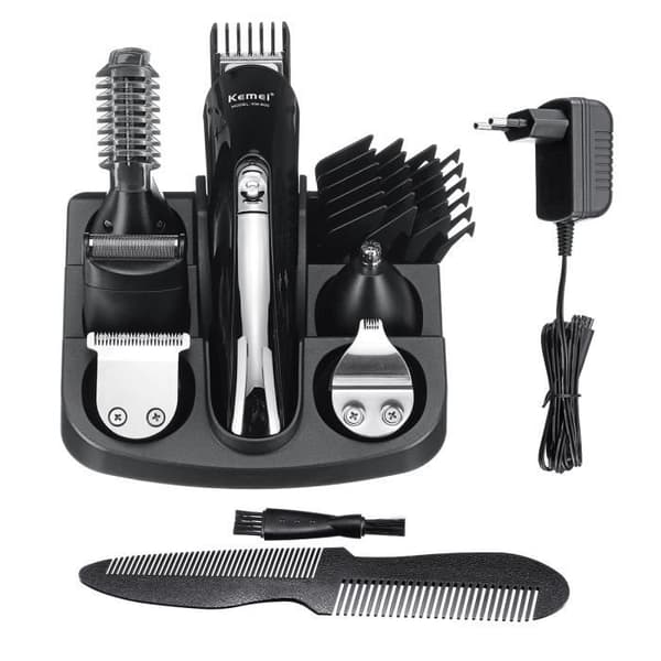 Hårtrimmer Beard Pro Razor Box med Organizer Herrpresent USB EU-kontakt - Svart - 6 tillbehör ingår