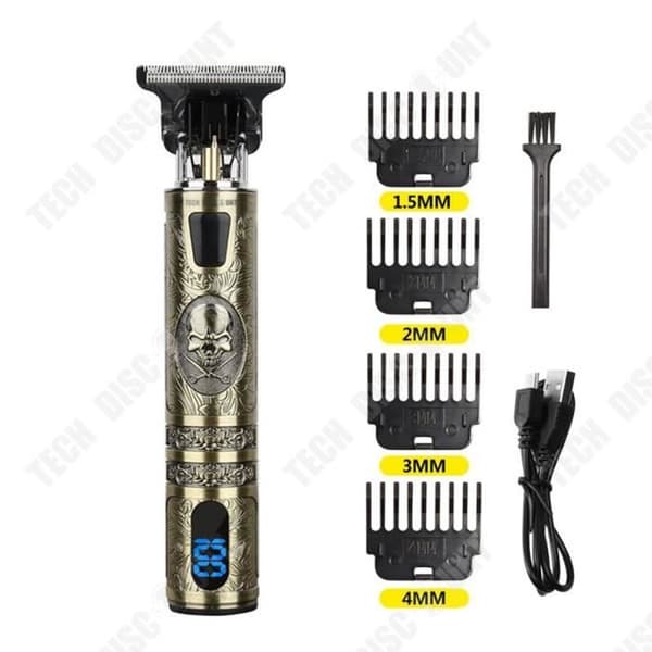 TD® elektrisk hårklippare 4 Limit Comb LED Digital Display Rundad R-formad huvudhårtrimmer för män