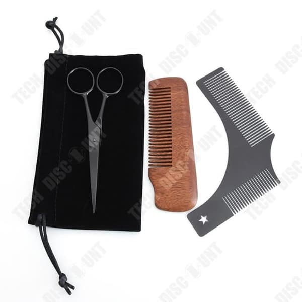 TD® Skäggborste Grooming Kit Galtborst Herr Rakborste Kam Mustasch Fickschablon Sax med påse Present för män